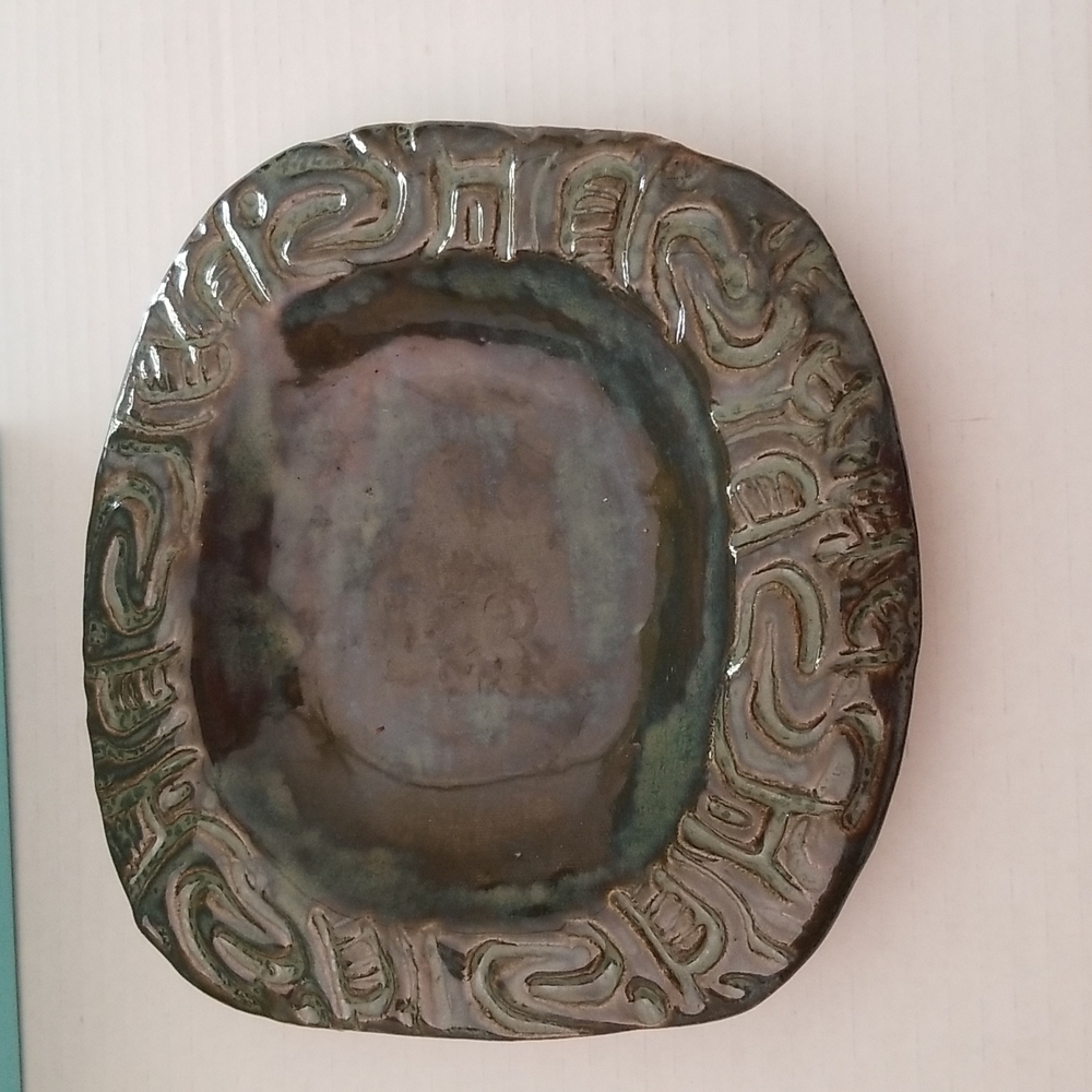 Artisian Handmade Pottery Tray Lovely  Raised Design. NEW The Wish House